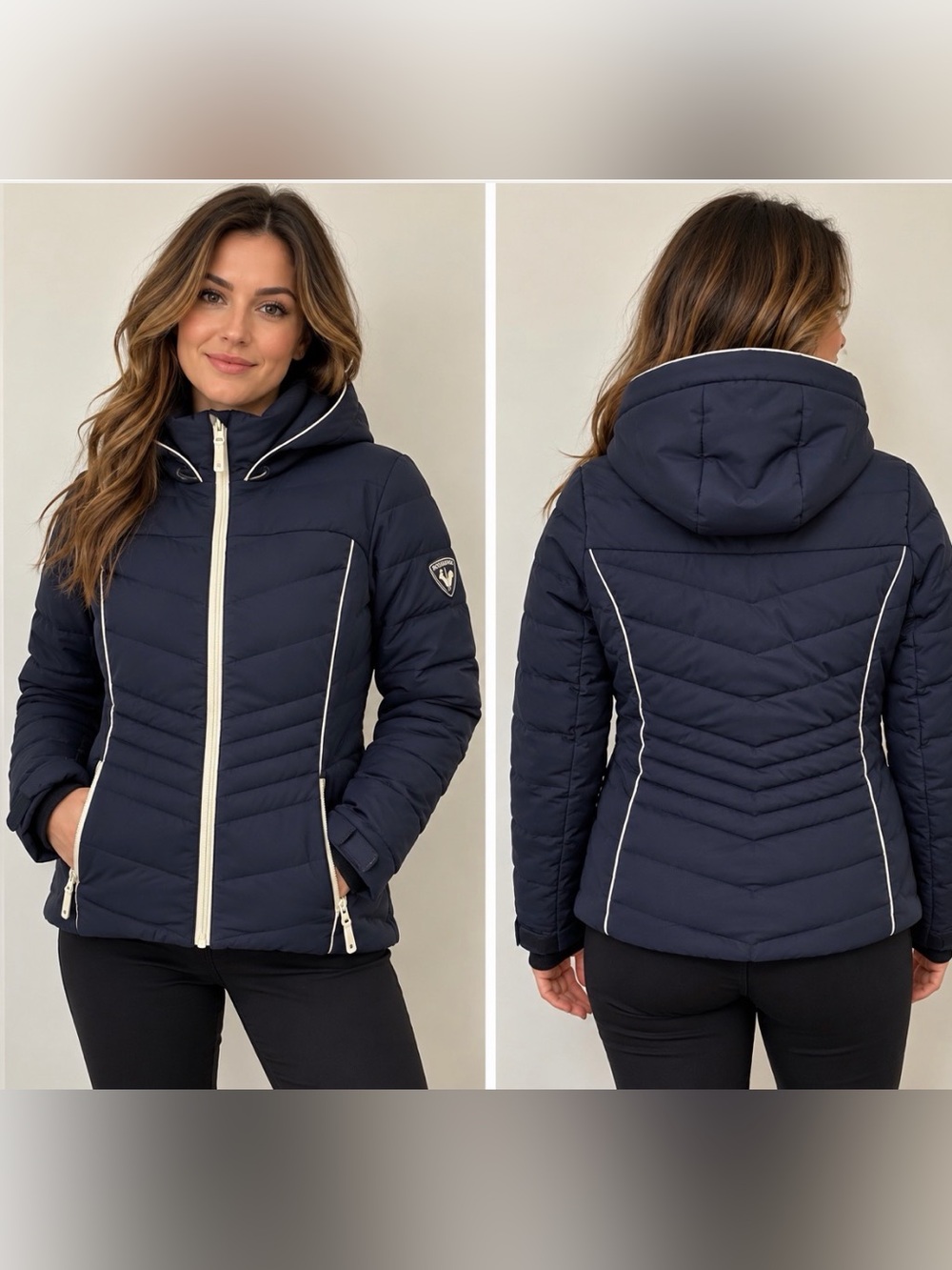Rossignol Women’s Size 16 Navy Insulated Ski Snow Jacket Hooded